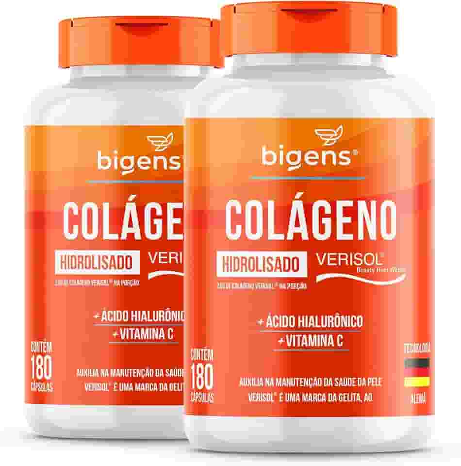 Colágeno Hidrolisado Verisol com Ácido Hialurônico e Vitamina C, Biogens, Kit 2x 180 caps