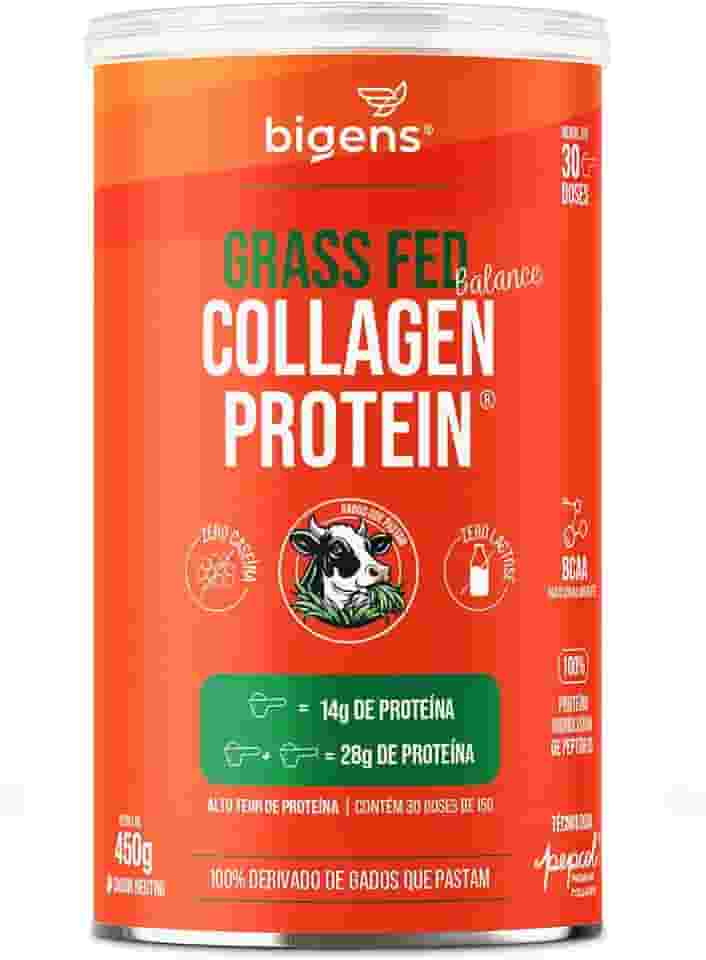 Bigens Grass Fed Balance Collagen Protein, Gado de Pasto, Colágeno Zero Lactose e Caseína (Unidade, Neutro)