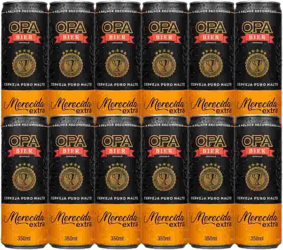 Pack 12 unidades Cerveja Puro Malte Merecida Extra teor 5% 350ml Opa Bier
