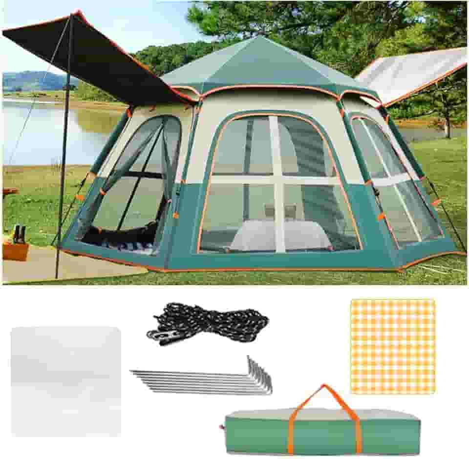 Barraca de acampamento familiar de camada dupla, barraca de acampamento pop-up, barraca de cúpula, barraca familiar para 3-5 pessoas com bolsa de transporte, barraca leve para acampamento, viagens