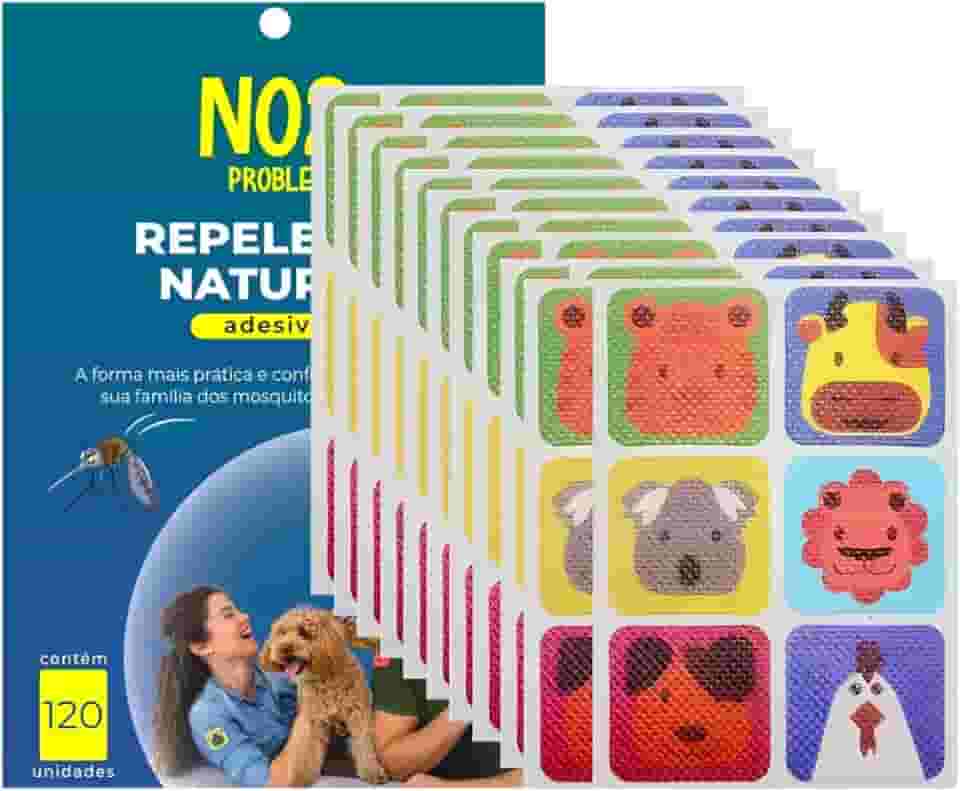 Repelente de Insetos Adesivo NO2PROBLEMS 120 Adesivos com Óleo Essencial de Citronela Natural 8 Horas de Proteção Ideal contra Mosquitos e Pernilongos