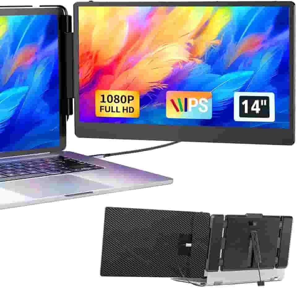 LOSC Extensor de Tela de Laptop – Monitor Portátil com painel IPS de 14 polegadas FHD 1080p Monitor Estendido para Laptop Windows Mac Chrome Linux