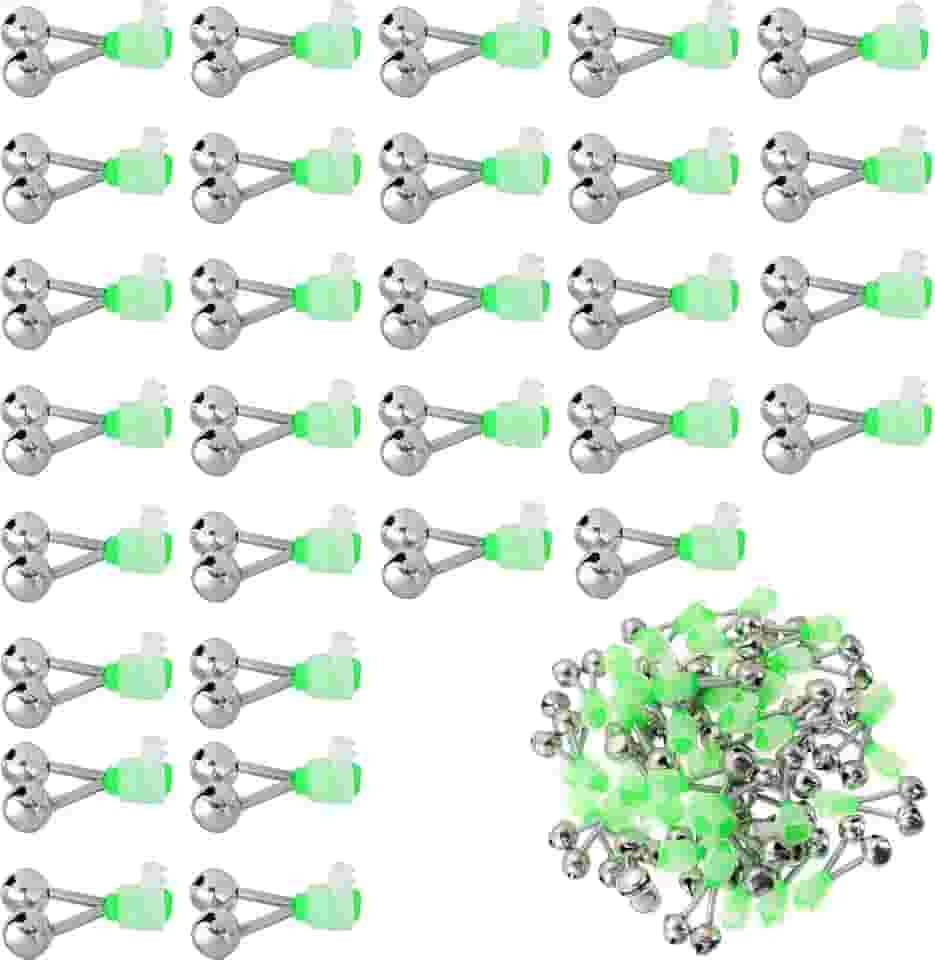Pacote com 30 sinos de pesca | Campainha de alarme de isca de mordida de peixe para varas, alarme de vara de pesca, sino duplo, clipe de alarme de pesca noturna para pesca noturna no gelo