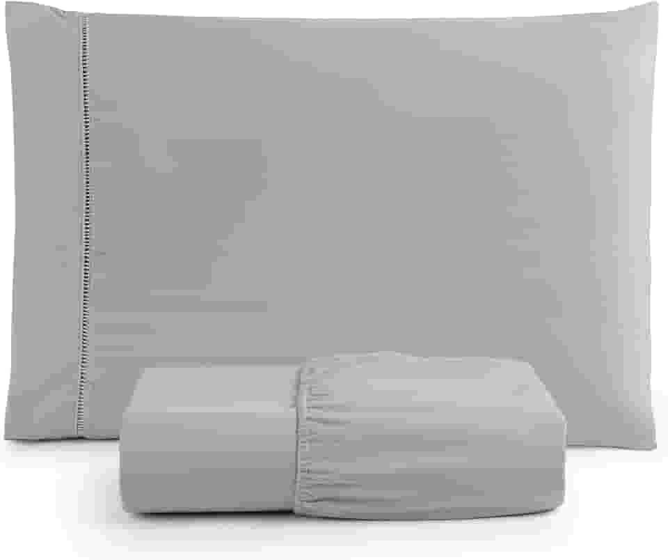 Jogo de lençol Solteirão 2 Peças 400 Fios Percal Flex com Ponto Palito Toque Super Macio (Cinza, Solteirão)