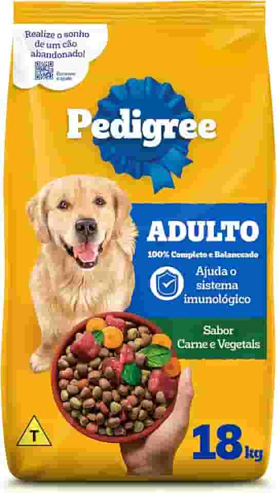 Ração Pedigree Carne e Vegetais Cães Adultos Raças Médias e Grandes 18 kg