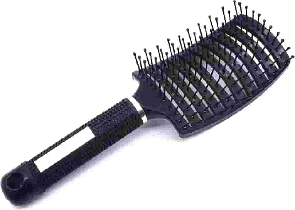 Escova Raquete Modeladora Vazada Profissional Para Cabelo Com Cabo Siliconizado Para Escovação e Penteado de Cabelo