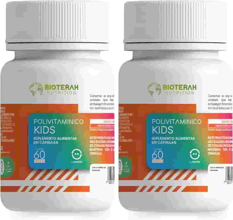 Polivitamínico Kids 120CAPS BIOTERAH - Suplemento Infantil Completo Vitaminas e Minerais Suporte Nutricional