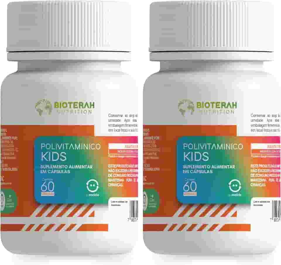 Polivitamínico Kids 120CAPS BIOTERAH - Suplemento Infantil Completo Vitaminas e Minerais Suporte Nutricional