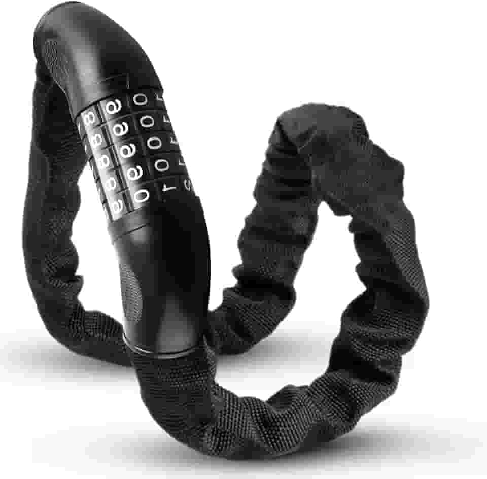 Cadeado de Bicicleta Solviva com Cadeado de 5 Dígitos – Corrente Antifurto de Alta Segurança, 80 cm, 6 mm de Espessura, Sem Chave, Ideal para Bicicletas, Motos, Patinetes, Portas e Portões