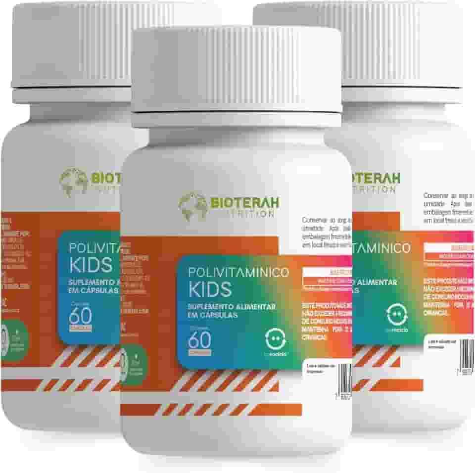 Polivitamínico Kids 180CAPS BIOTERAH - Suplemento Infantil Completo Vitaminas e Minerais Suporte Nutricional