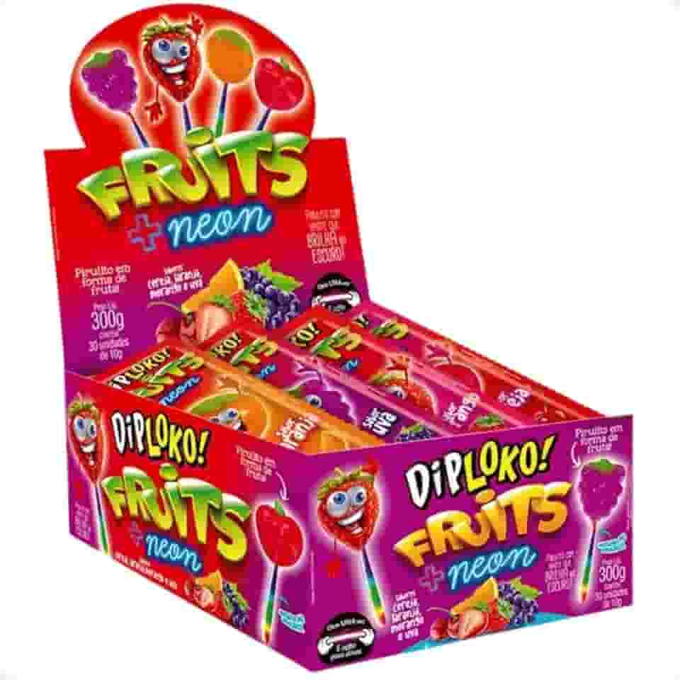 Pirulito Neon de Futas DipLoko Palito que Brilha no Escuro - Danilla foods