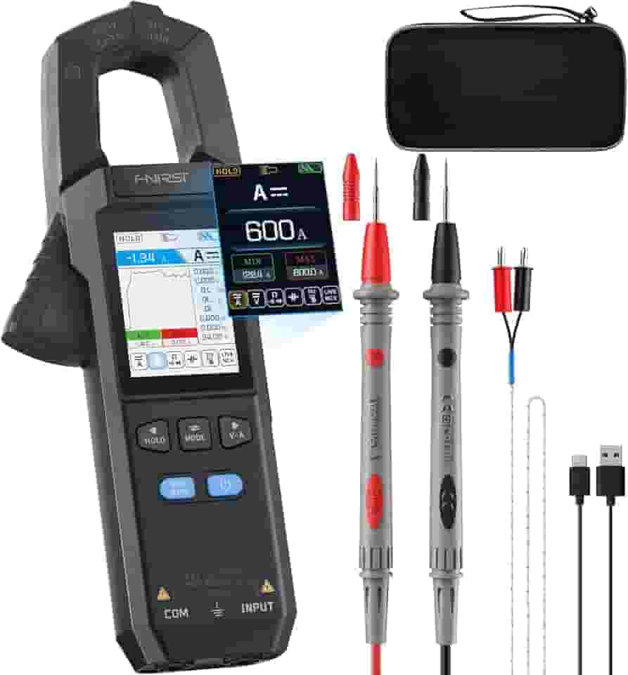 FNIRSI Alicate Amperímetro Digital Dmc-100 Multímetro 10000 Contagens, Testador De Amperímetro De Voltagem 600A Com Lanterna, Voltagem Ca/Cc, Corrente Ca/Cc, Capacitância, Resistência, Continuidade,