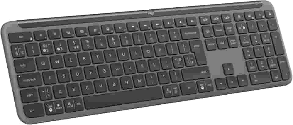Teclado sem fio Logitech Signature Slim K950 Com Easy-Switch para até 3 dispositivos, Digitação Silenciosa, Conexão Bluetooth ou Receptor USB Logi Bolt Incluso e Layout US INTL - Grafite