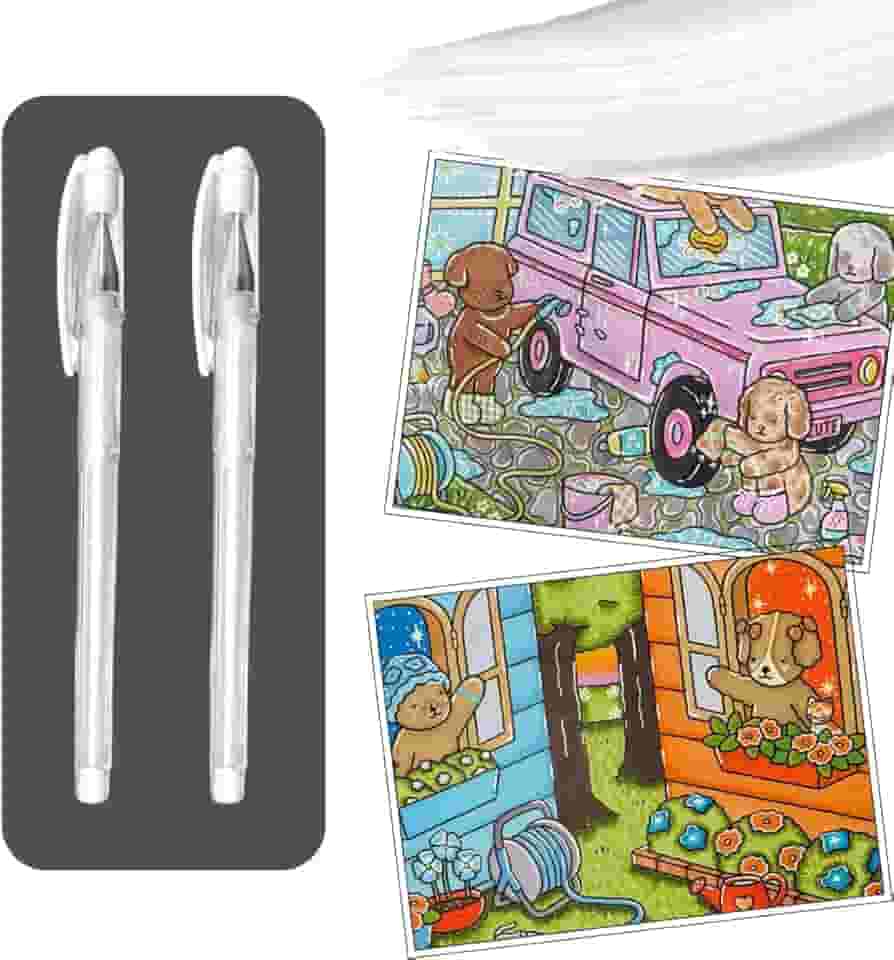 Caneta Gel Branca 0.6mm Kit 2 Unidades Colorir Iluminar Desenho Pintura Traço Fino