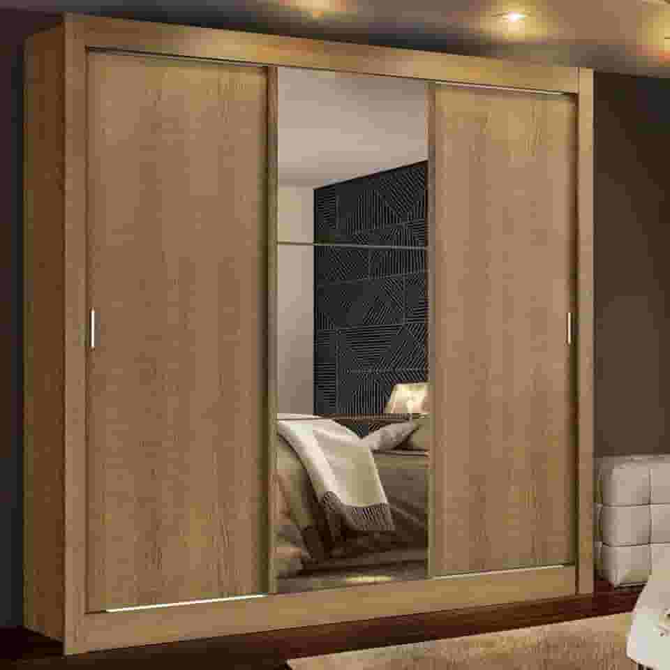 Guarda-roupa Casal Madesa Mônaco 3 Portas de Correr com Espelho - Rustic