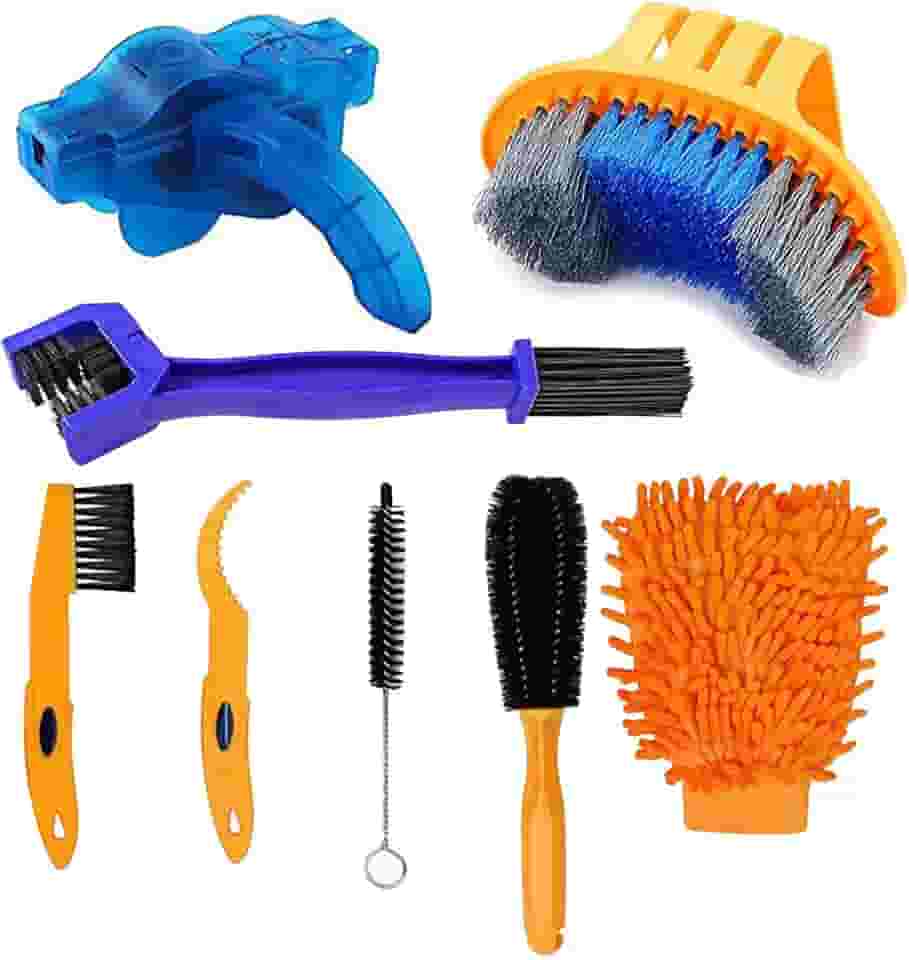 Kit de ferramentas de limpeza de bicicleta/bicicleta 8 peças - escova de limpeza de bicicleta, limpador de corrente de bicicleta, ferramenta de manutenção de mountain bike, adequada