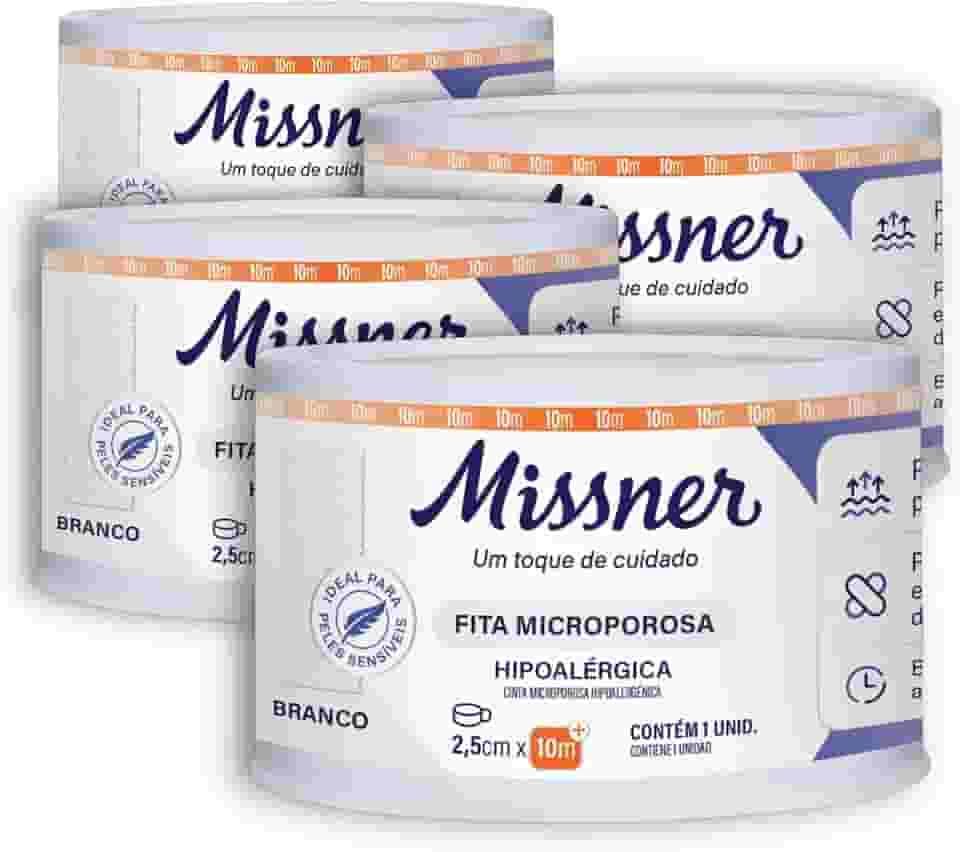 Fita Micro Furos Hipoalérgica Branca Discreta Missner 2,5cm X 10m - 4 Unidades