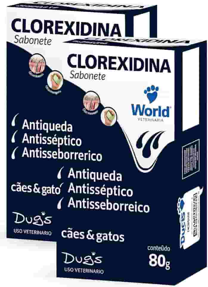Kit 2 Sabonete Veterinário com Clorexidina 2% – Cuide da Pele do seu Pet com Carinho e Proteção 80g Antisséptico para Cães e Gatos – World Veterinária