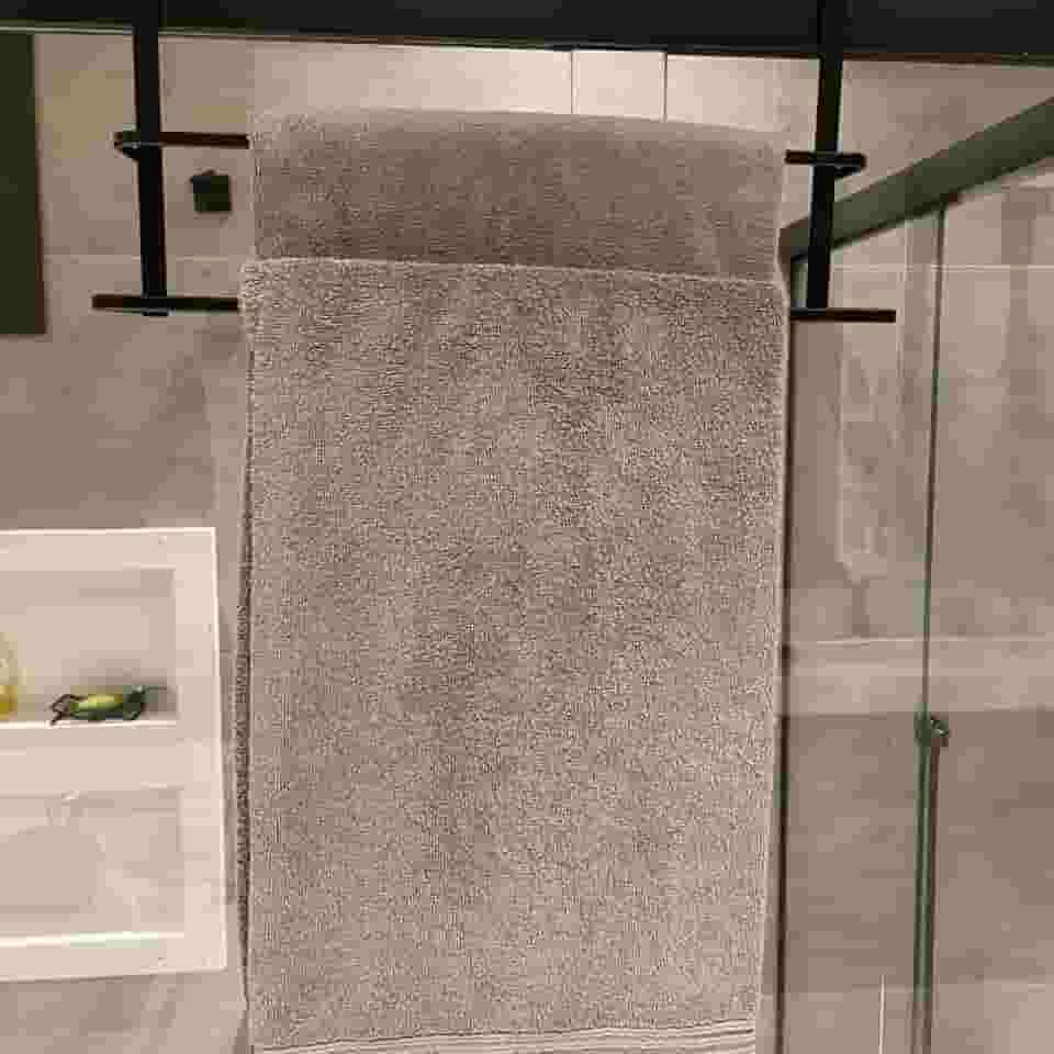 SUPORTE TOALHEIRO DUPLO PARA BOX BANHEIRO PORTA TOALHA DUPLO BOX REFORÇADO (Preto)