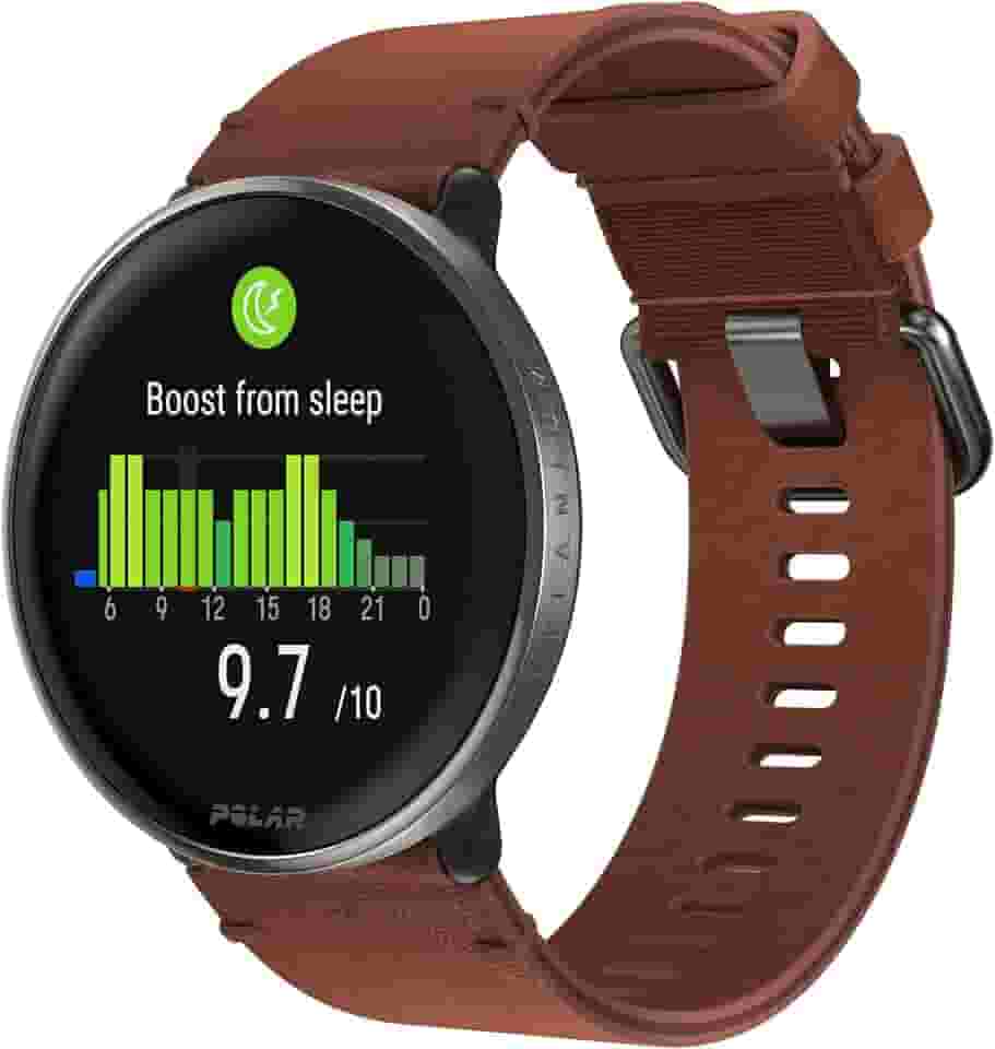 Polar Ignite 3 Titanium Marrom - Relógio de Condicionamento e bem-estar com GPS, Análise do Sono, Tela AMOLED, Monitor de Atividade 24h, FC, Exercícios Personalizados, Orientação por voz em tempo real