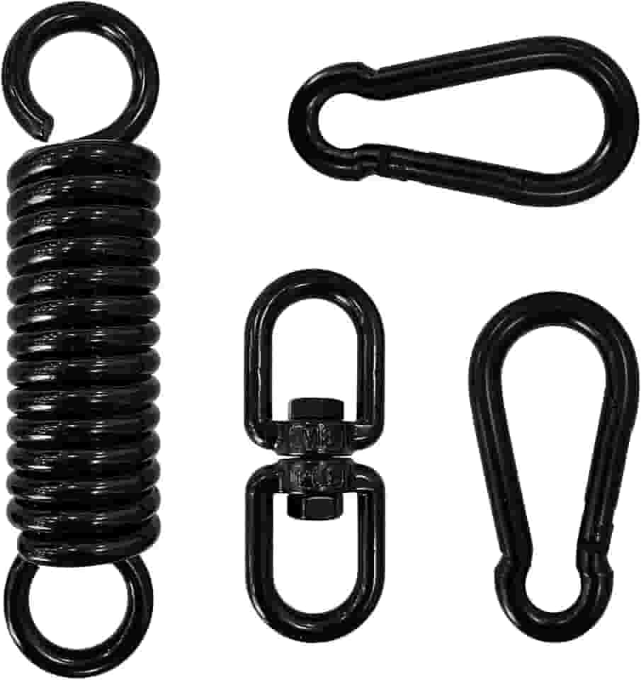 Kit de suspensão de saco de pancada de mola pesada com giro e 2 mosquetões, rotação de 360° para saco de pancadas resistente, acessório de suporte para bolsa de boxe, bolsa pesada, balanço de
