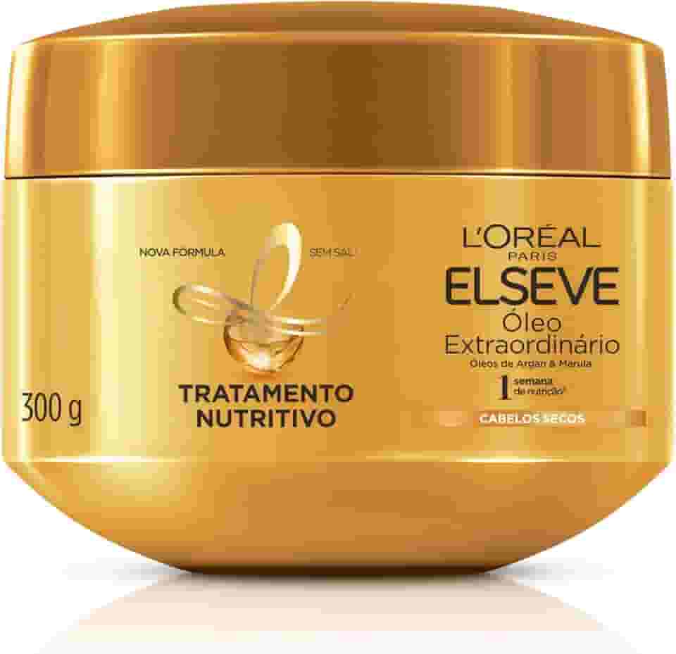 L'Oréal Paris Elseve Óleo Extraordinário Máscara Capilar, Nutrição Profunda e Brilho Excepcional, Enriquecida com Micro-Óleos, Reconstrói Fios Secos e Sem Vida, 300g
