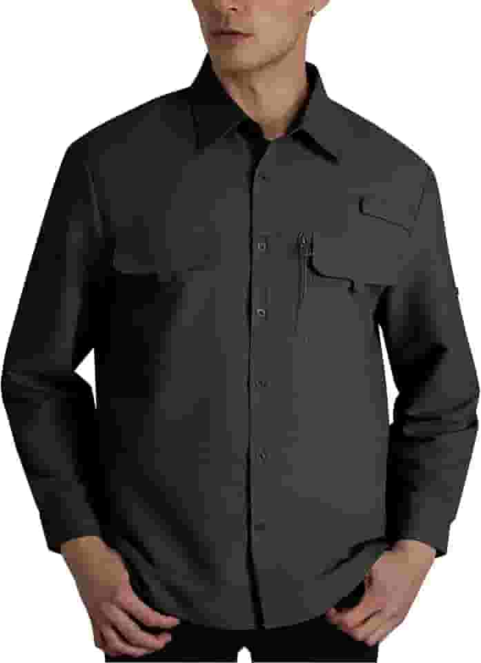 Camisas masculinas de pesca com proteção solar FPS 50+, UV, leve, secagem rápida, botões para trabalho, caminhadas, safári