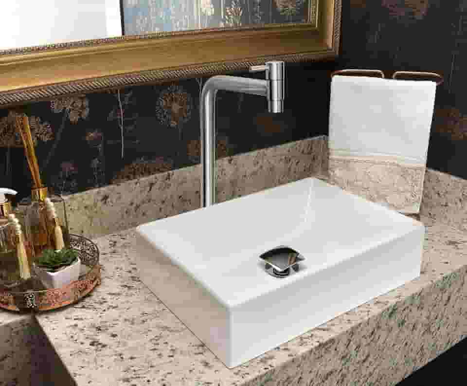 Kit Cuba Torino Sobrepor C/Torneira Inox e Valvula Click Branco