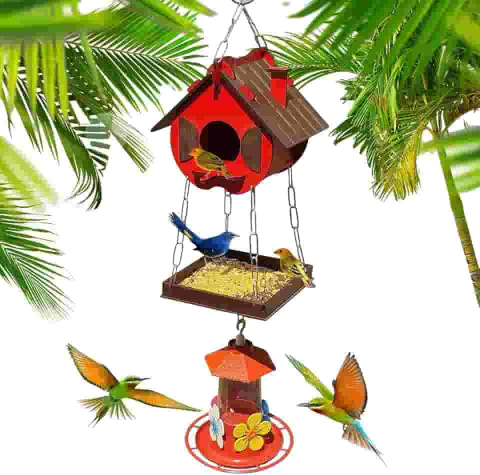 Casinha De Passarinhos Comedouro Bebedouro Para Beija-flores Livres (Vermelho)