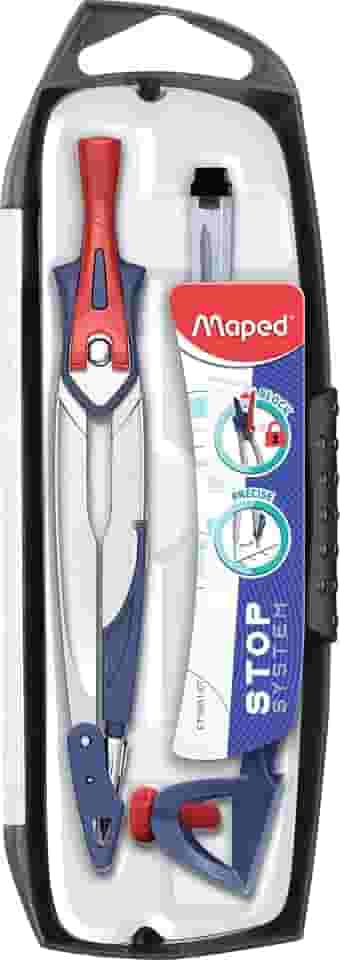 Maped Compasso Stop System 3 Peças + 1 Estojo, Vermelho, 3-p Signal Mine