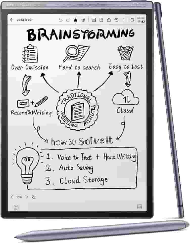 iFLYTEK Pacote AINOTE Air 2, tablet de 20,8 cm com inteligência artificial para anotações, caderno digital com caneta Stylus, suporte multilíngue de voz para texto, ChatGPT para trabalho, reuniões e