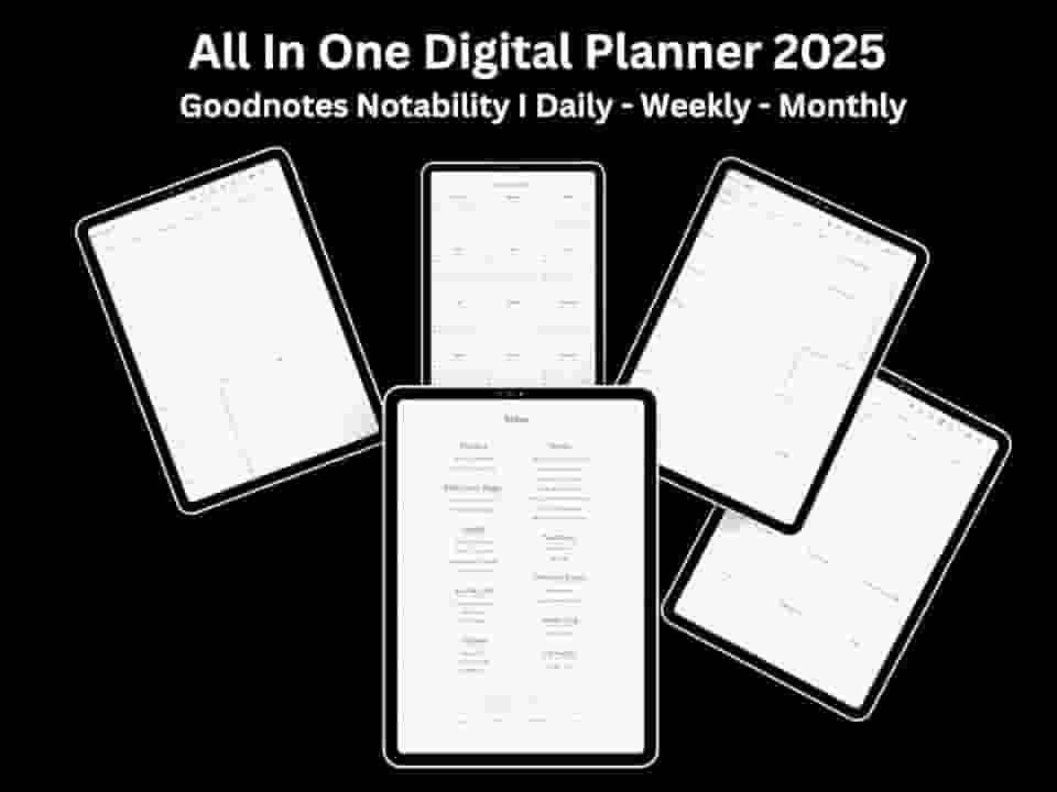 2025 Digital planner, All-in-One Digital Planner 2025, GoodNotes planner, iPad planner, Notability planner, Digital calendar: Planner (English Edition)