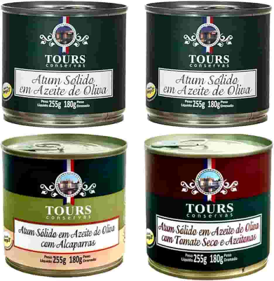 Atum em Lata Sólido Tours em Azeite, Tomate Seco e Alcaparras - 4 Un. - 255g cada