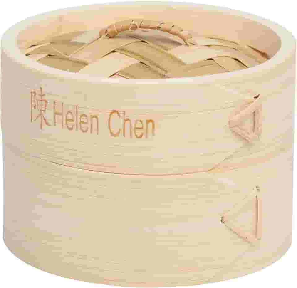 Helen's Asian Kitchen Vaporizador de alimentos Dim Sum com tampa, 10 cm, bambu natural