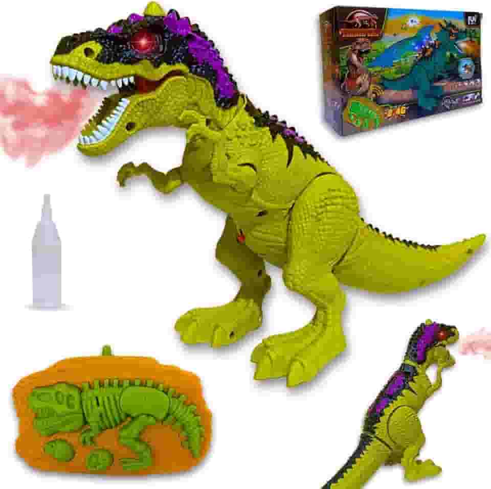 Dinossauro Solta Fumaça E Anda Com Controle Remoto Luz E Som