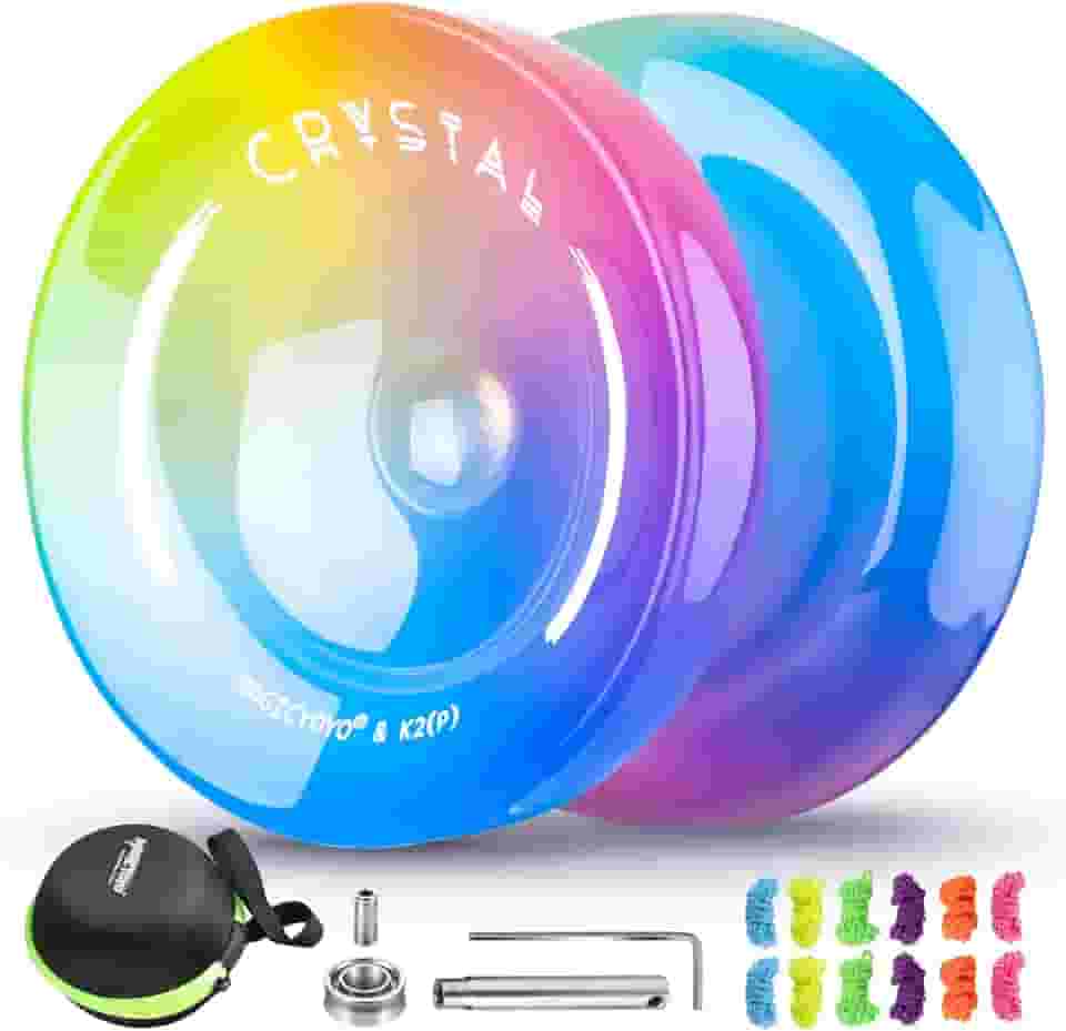 Yoyo Responsivo Para Crianças Iniciantes, Yoyo Crystal K2 Profissional, Yo-Yo De Dupla Finalidade Para Adultos + Rolamento Yo Yo Yo Extra Sem Resposta + 12 Cordas Yoyo + Bolsa De Armazenamento