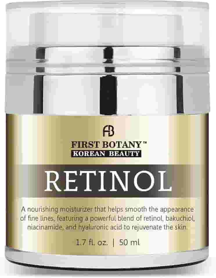 First Botany Creme Facial Hidratante Com Retinol Coreano, E Pescoço Antienvelhecimento Bakuchiol, Ácido Hialurônico Niacinamida, Fabricado Na Coreia, Livre De Crueldade, 50 Ml