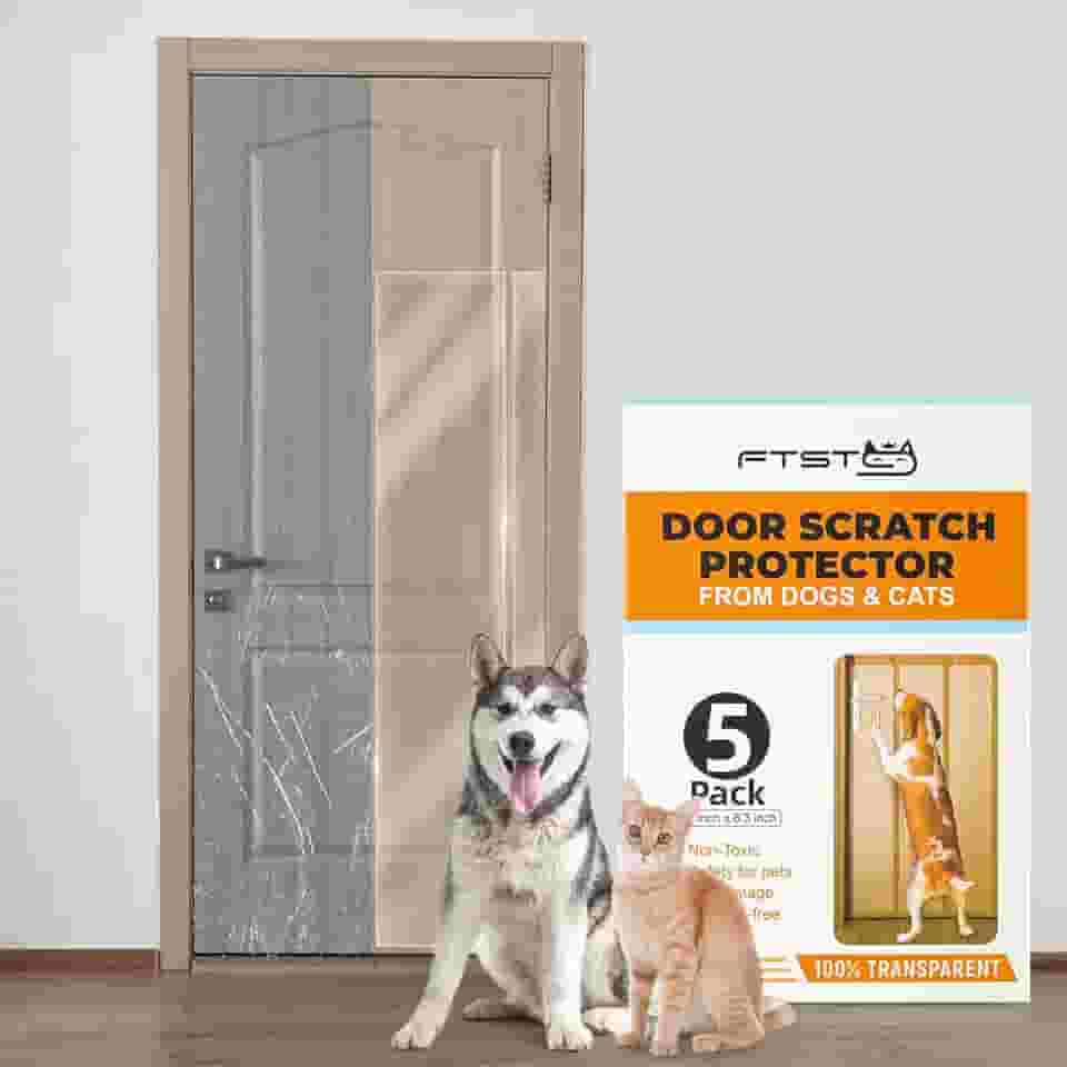 FTSTC Pacote com 5 protetores de porta de arranhões para cães – 12,7 x 119,4 cm x 21 cm, protetor de porta antiarranhões para gatos, protetor resistente para peitoril da janela – protetor de porta transparente