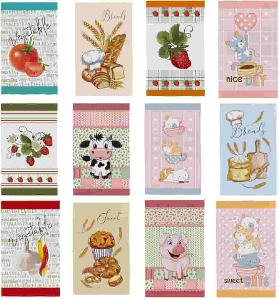 Kit Pano De Prato Copa Atoalhado Felpudo 40x65 Cozinha Com Bainha Colorido Para Presente Coleção Primore 100% Algodão - 7 ou 12 Unidades (Kit 7 Unidades)