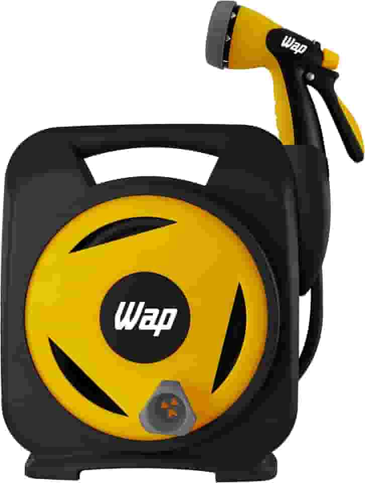 WAP Mangueira para Jardim com Enrolador e Esguicho Multiplo GMEEM01, 12 Metros, Engates Rápido 1/2'