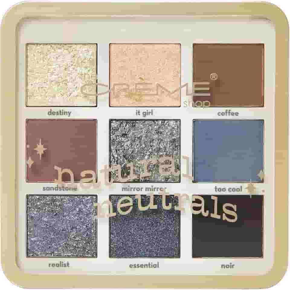 The Crème Shop Paleta de 9 cores neutras naturais, paleta de sombras neutras com brilho altamente pigmentado e tons foscos