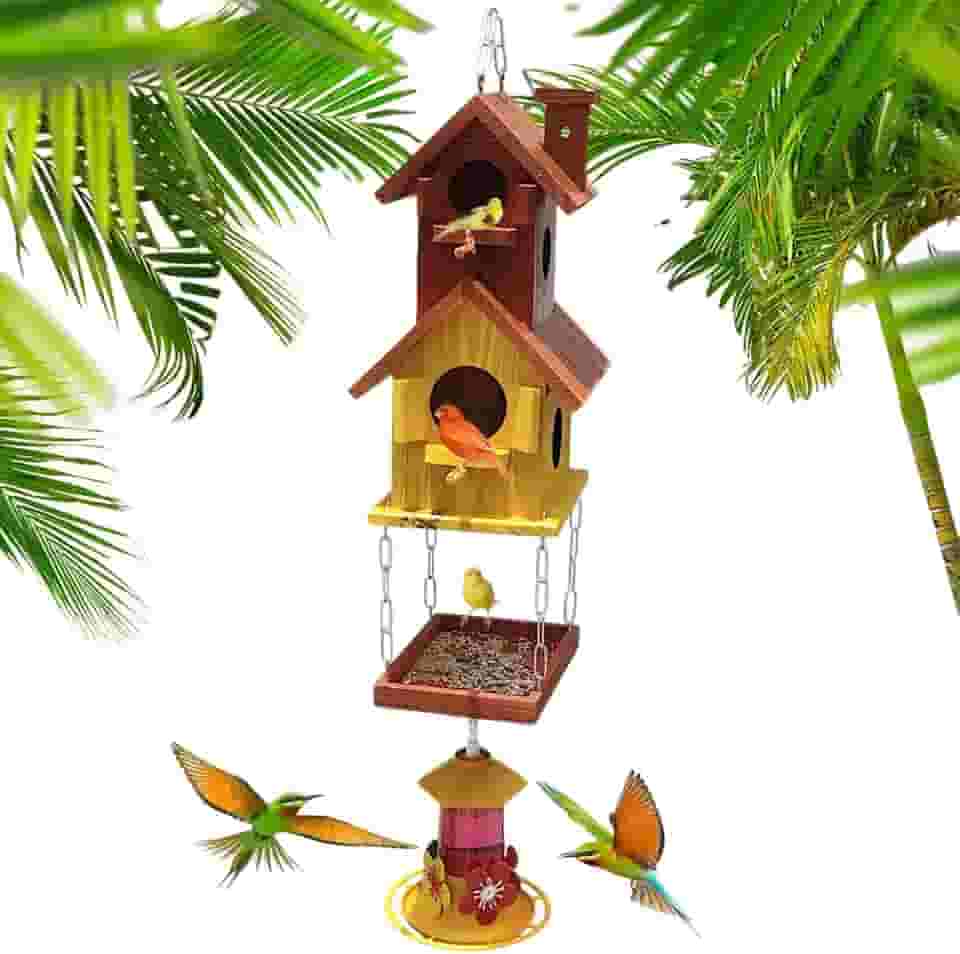 Casa De Passarinho E Comedouro Bebedouro Beija Flor Jardim Duplex