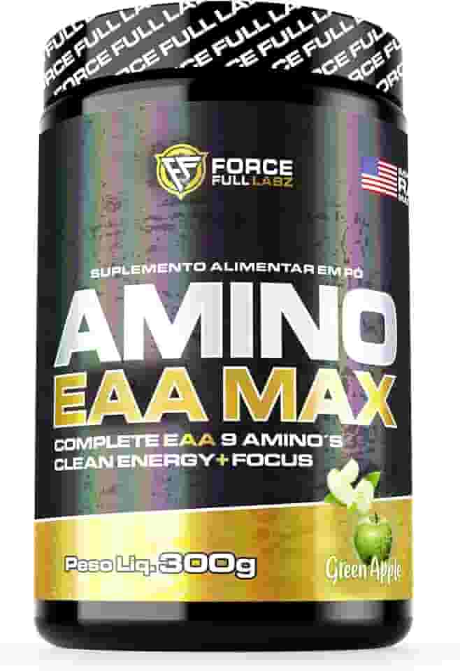 AMINO EAA MAX 9 Aminoácidos Essenciais 300g Ação Pós Treino/Intra Treino With Eletrolytes - Force Full Labz (Green Apple (Maça Verde))
