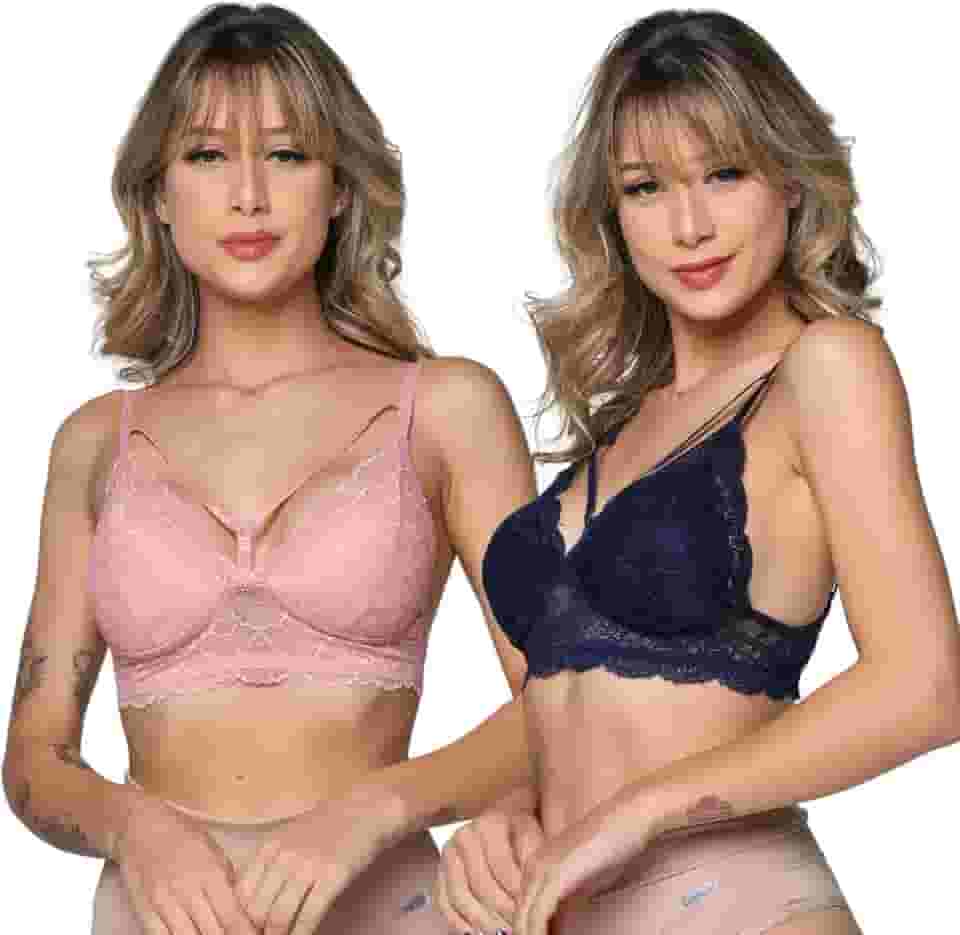 Kit 5 Sutiã Rendado com Bojo e Strappy Sexy