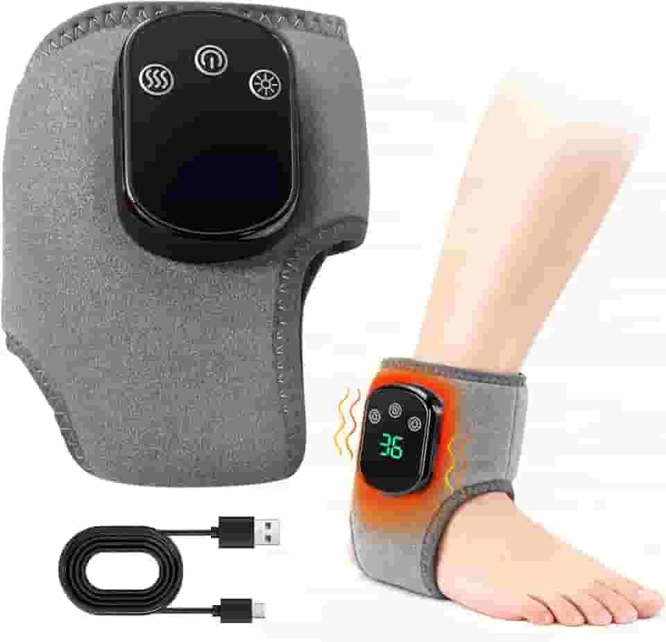 Massageador de pés, massageador 3 em 1 sem fio com 3 modos de vibração, 5 folhas de calor para pai e mãe, sem fio e portátil (cinza, 1 peça)