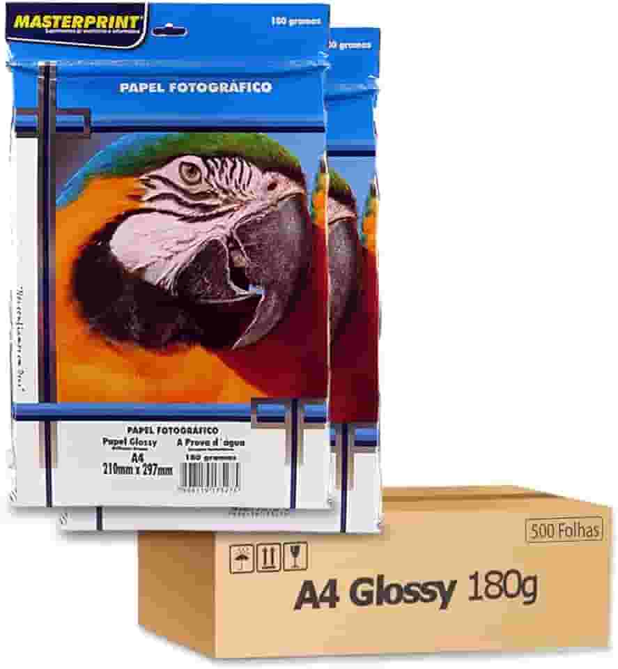 Papel Fotográfico Glossy Masterprint A4 180 Gramas 500 Folhas