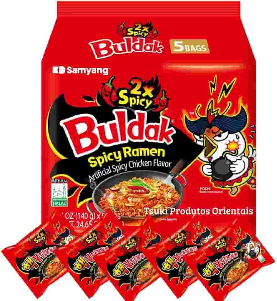 MACARRÃO INSTANTÂNEO LAMEN BULDAK SAMYANG - SABOR FRANGO PICANTE 2X - PACK CONTENDO 5 PACOTES