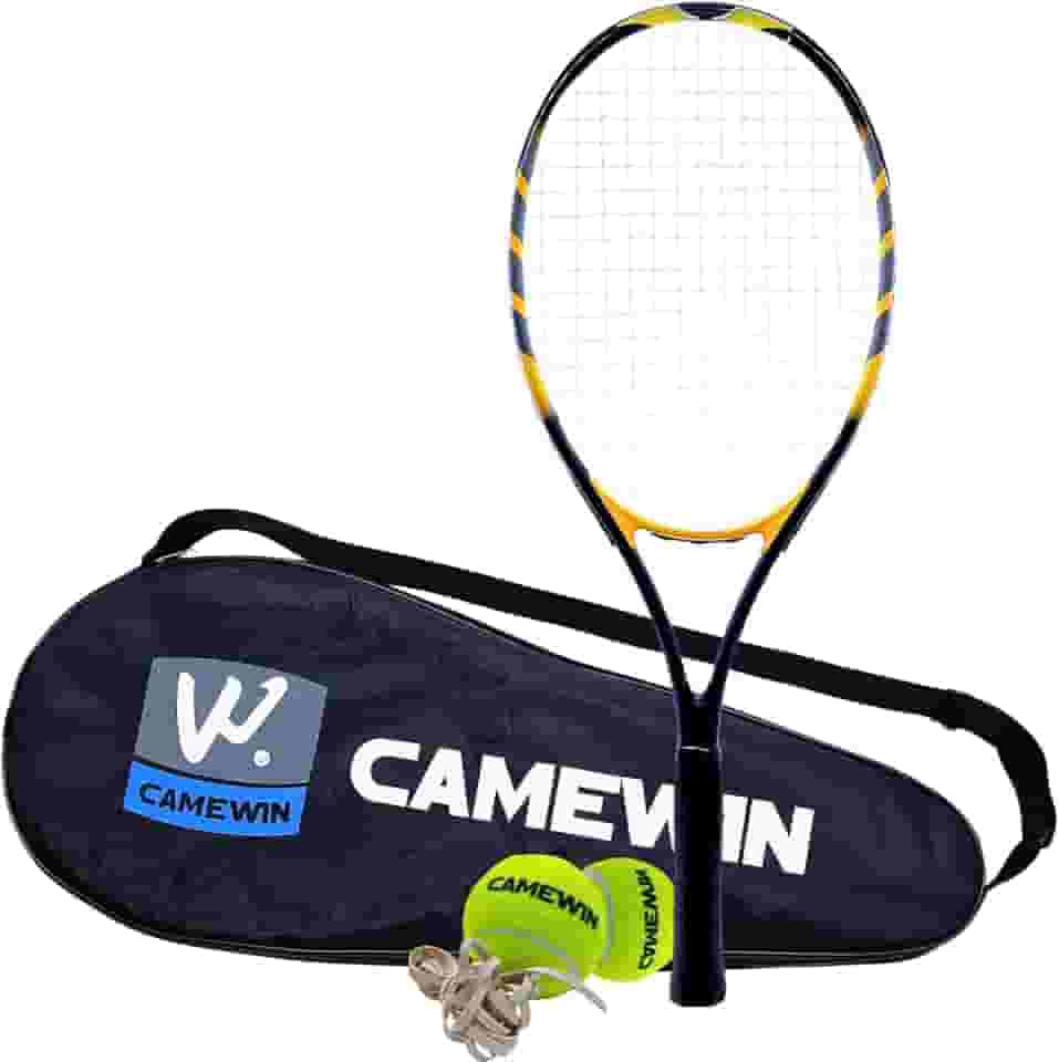 Kit Raquete de Tênis Amarelo 26 Polegadas Camewin Fibra de Carbono com Estojo + 2 Bolinhas de Tênis