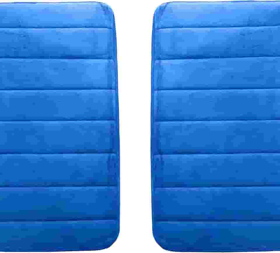kit 2 Tapetes Para Banheiro Antiderrapante Macio Super Soft Poliester Emborrachado Facil De Limpar Tapete Antiderrapante 60x40cm - THREE BROTHERS (Tapete Azul Claro)