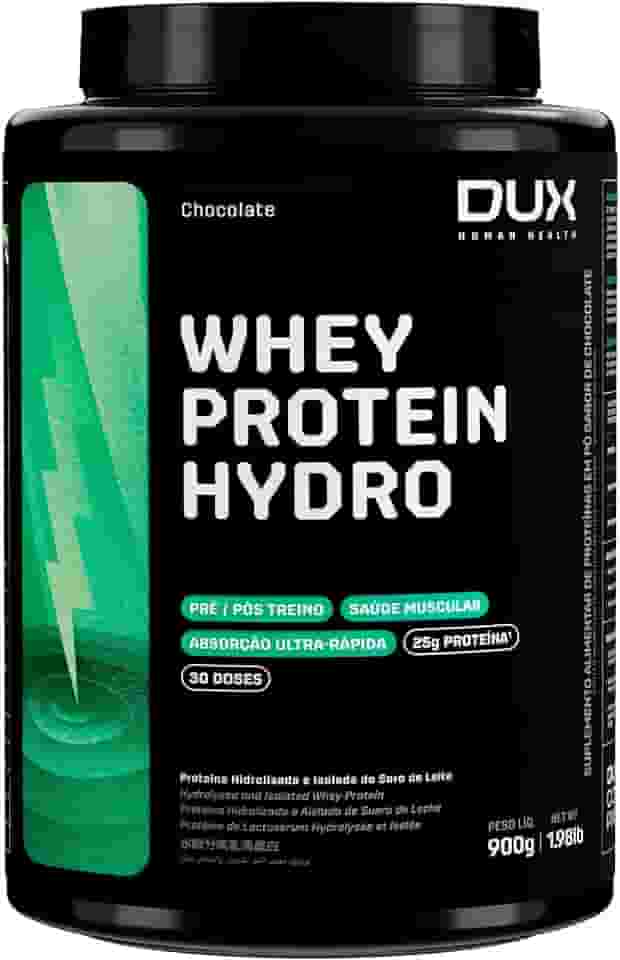 Whey Protein Hydro Chocolate Pote 900g – Absorção Rápida – Ganho Muscular – Baixo Teor de Lactose – Dux Human Health